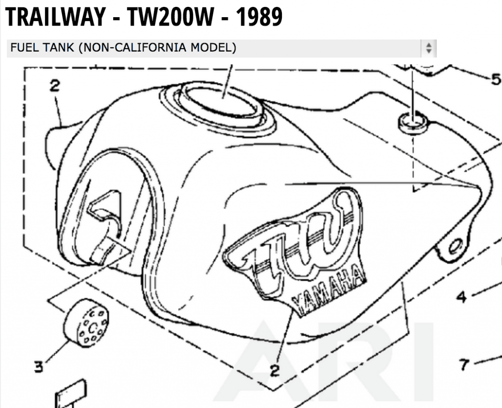 FUEL TANK GRAPHICS VISUAL EVOLUTION YAMAHA TW200 ALL YEARS Yamaha